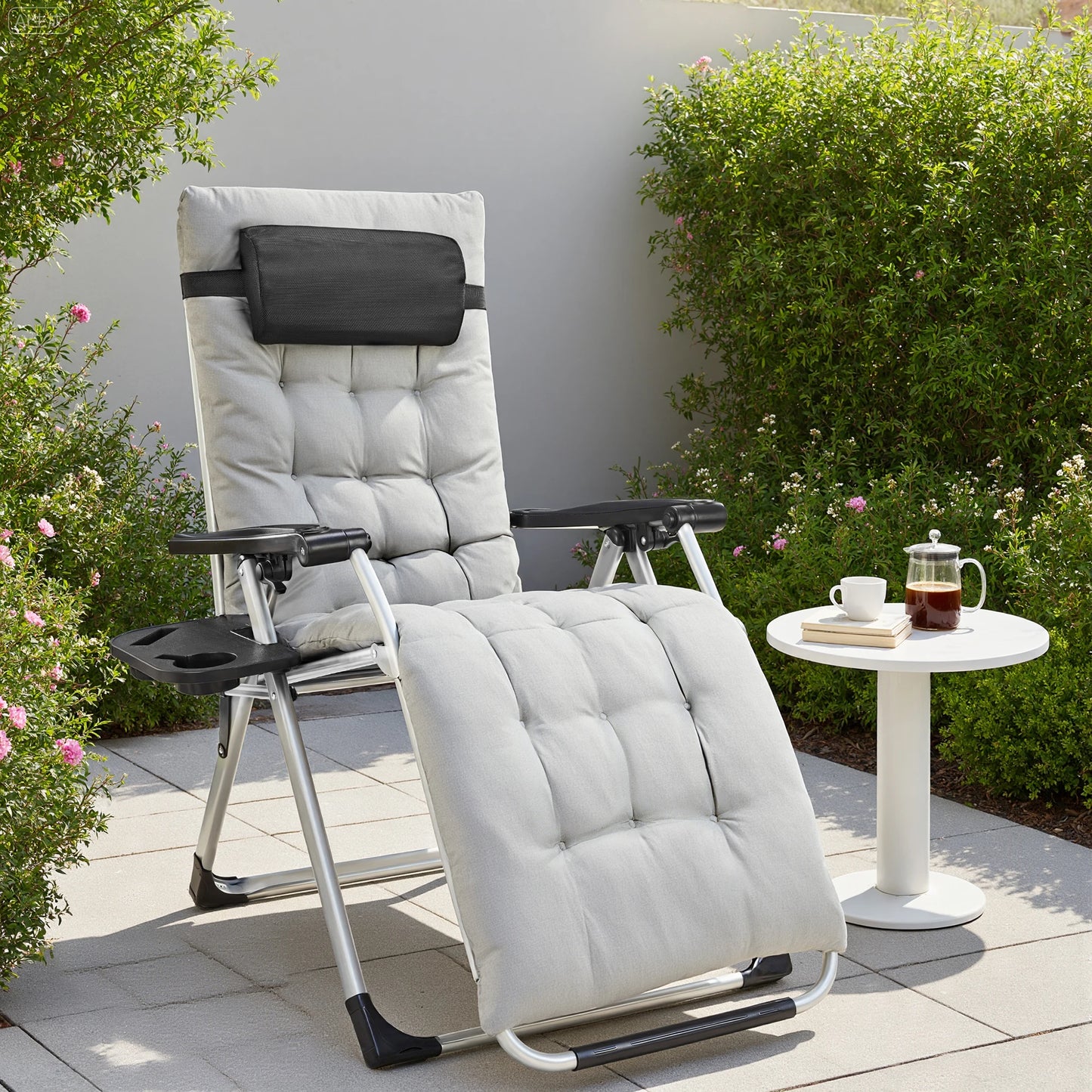 JHK Zero Gravity Outdoor Recliner With Cup Holder Trays