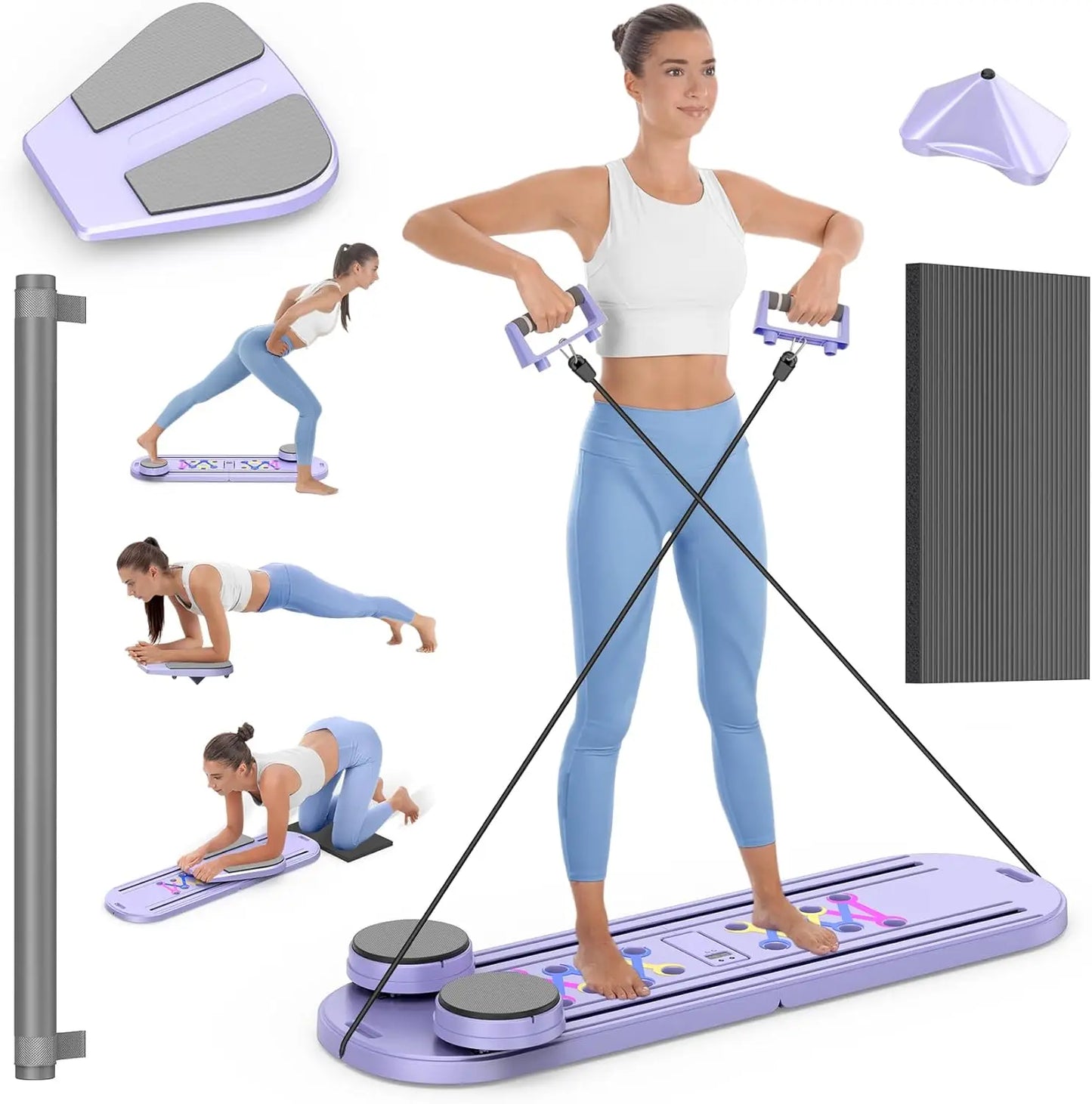 Foldable Pilates Reformer Set 7-in-1 Multi-Purpose Equipment