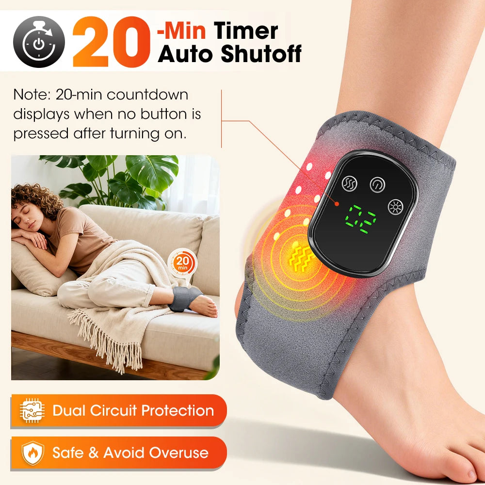 Hailicare Red Light Ankle Massager With Heat And Vibration