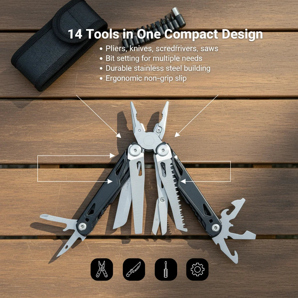 Stainless Steel Multitool Pliers Screwdriver Saw For Camping And Hiking
