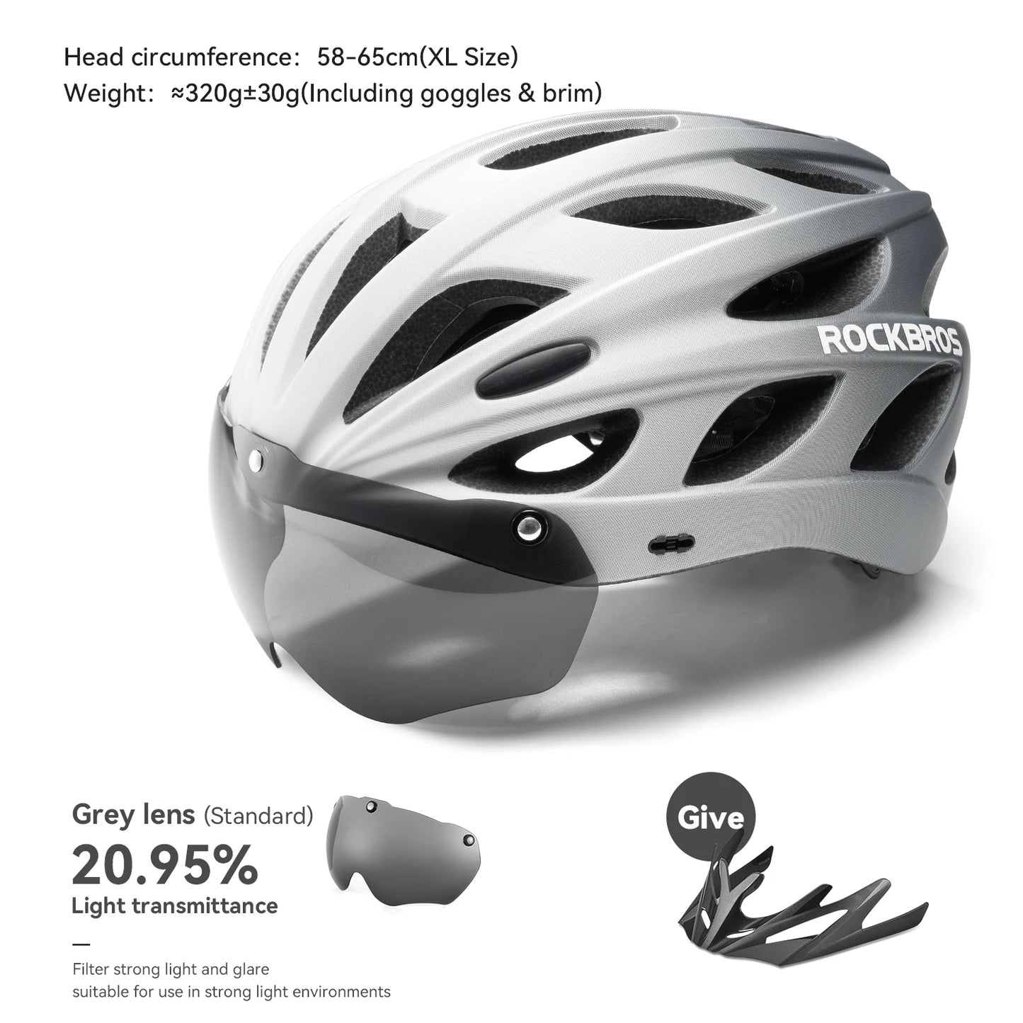 Rockbros Lightweight Cycling Helmet With Goggles For Road And Mountain