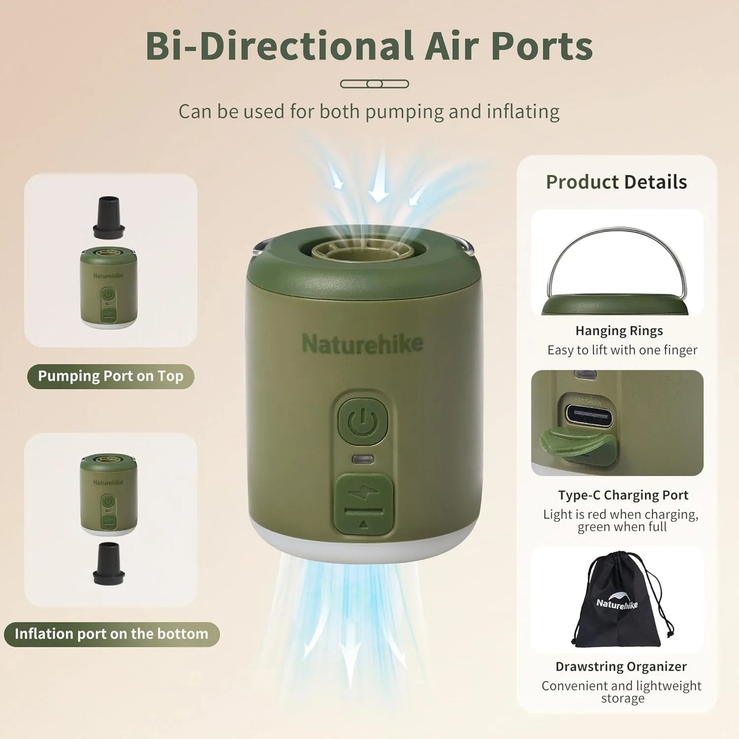 Naturehike Compact Electric Air Pump For Camping Inflatables