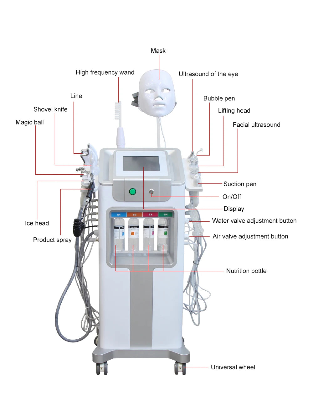 AOKO 12 In 1 Aqua Peeling Oxygen Facial Machine Skincare