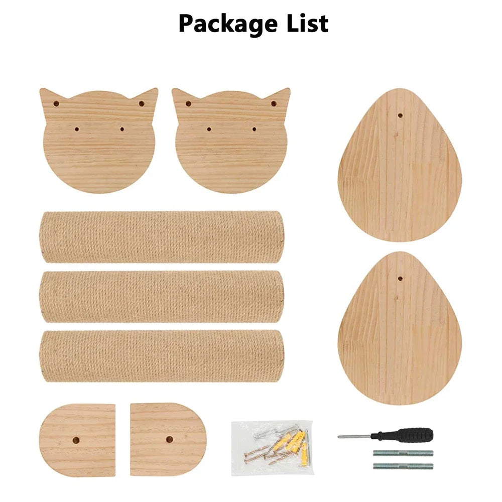Wall Mounted Cat Tree With Sisal Scratching Posts And Hammock