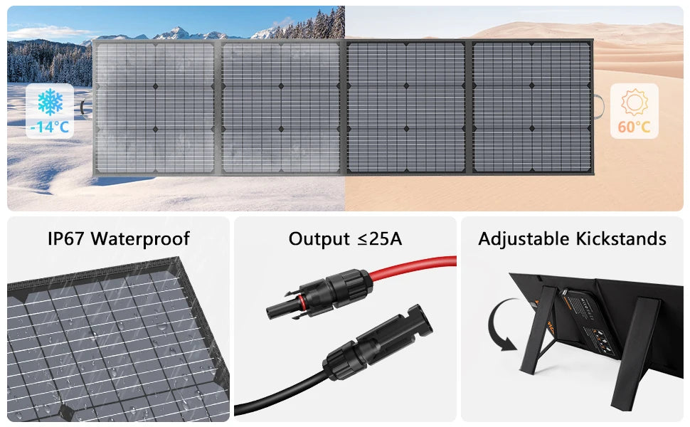 MHPOWOS Portable Foldable Solar Panel Waterproof 220W Charger