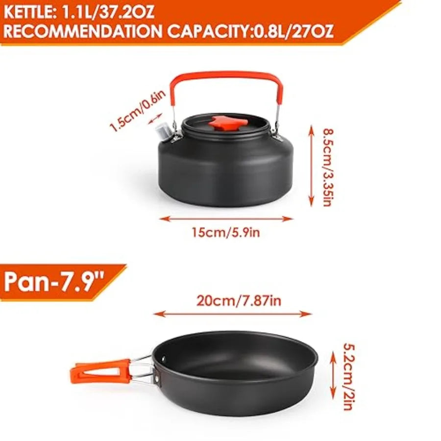Camping Cookware Set Nonstick Lightweight Stackable Pots Pans Bowls