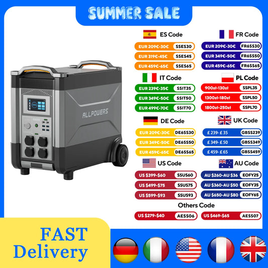 ALLPOWERS Portable Power Station LiFePO4 Battery Backup Solar Generator