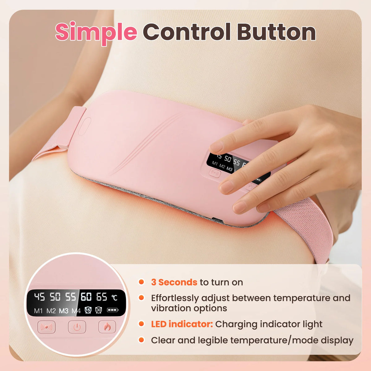 PASTSKY Electric Heating Vibration Waist Massage Belt for Period Relief