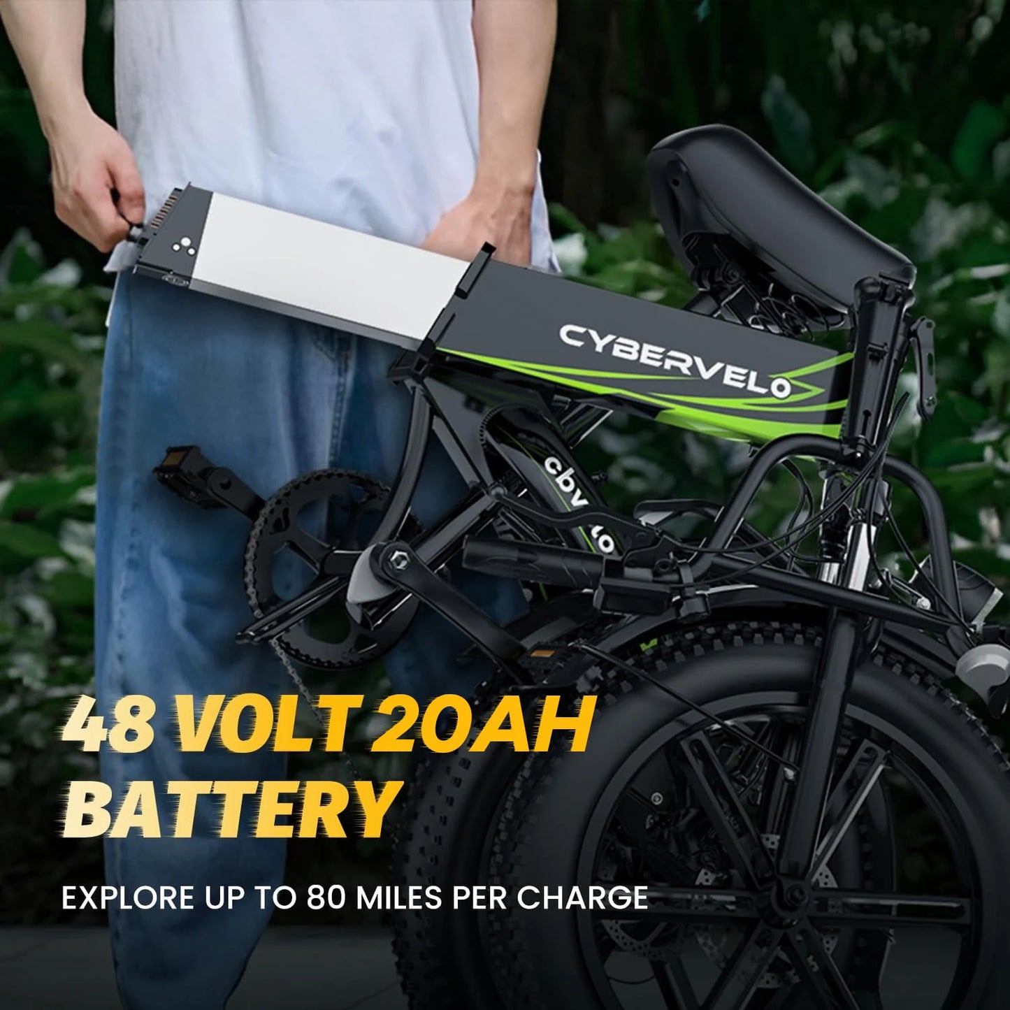 Cybervelo 1000W Folding Electric Bike With Long Range Battery