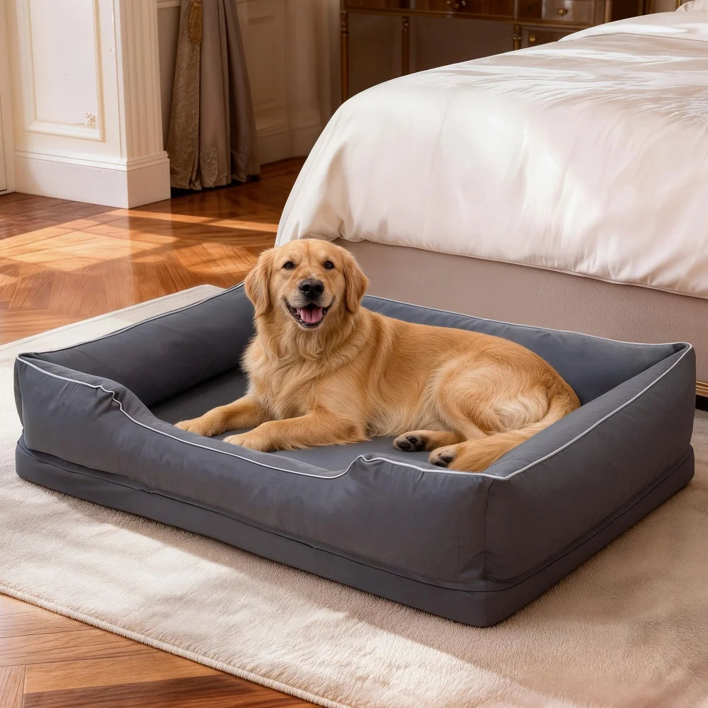 BORWART Orthopedic Dog Bed Sofa With Bolster Sides Washable Cover