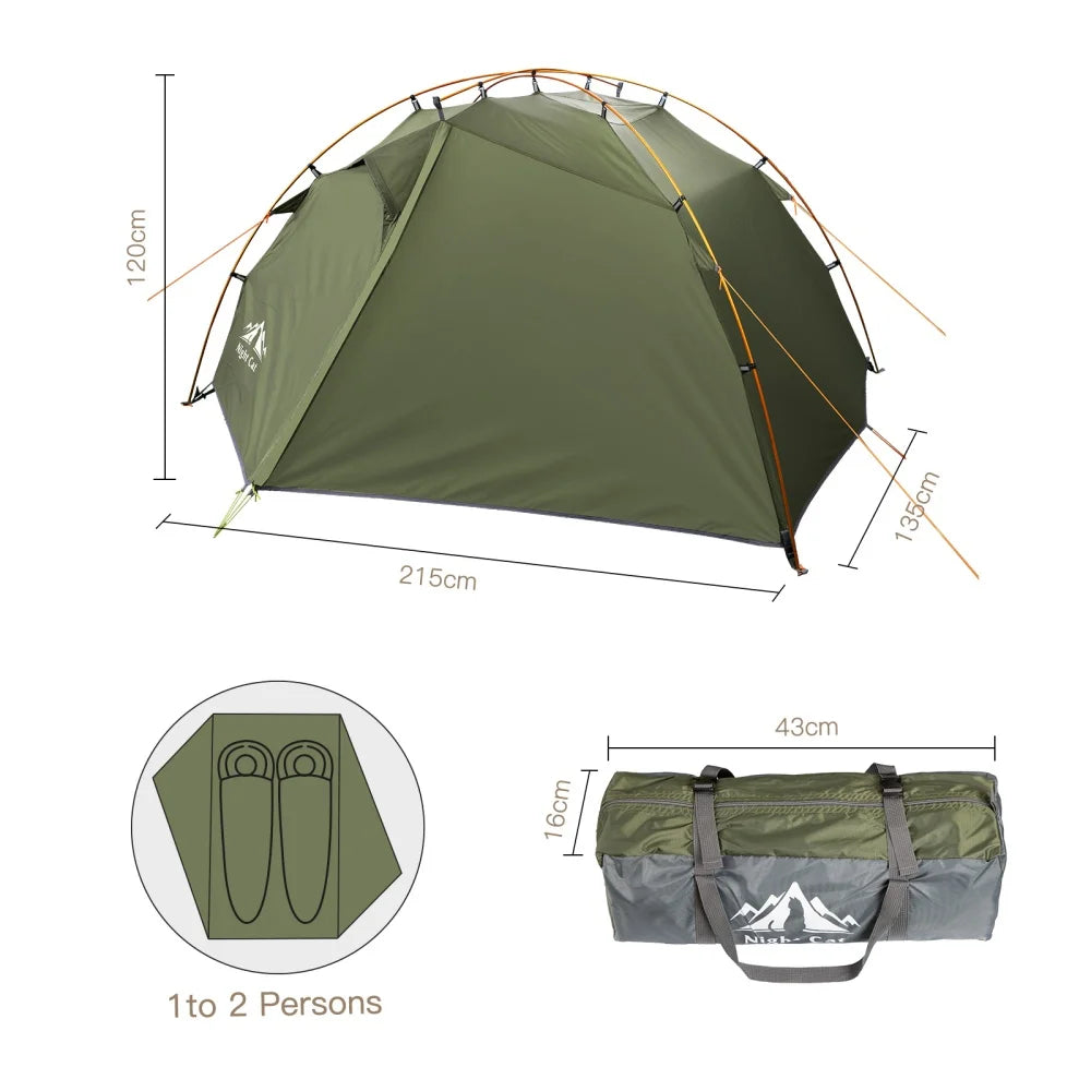 Night Cat Lightweight Waterproof Two Person Backpacking Camping Tent