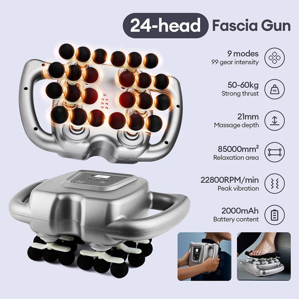 Foreverlily 16 Head Fascia Gun Full Body Massager With 9 Modes