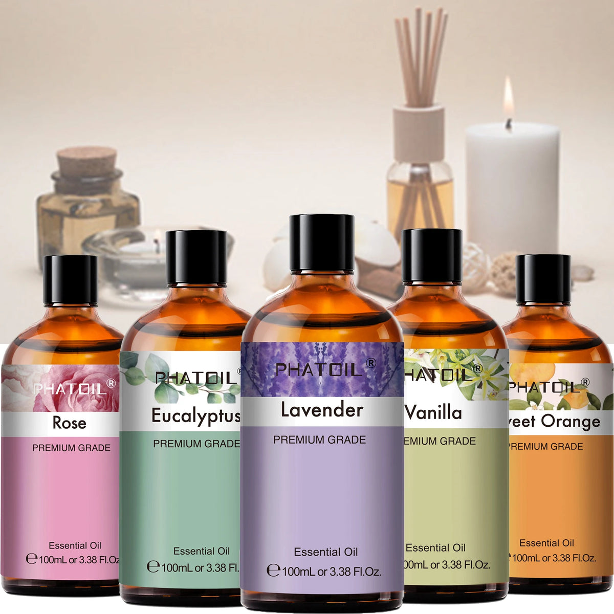 PHATOIL Pure Essential Oils for Diffusers and Candle Making