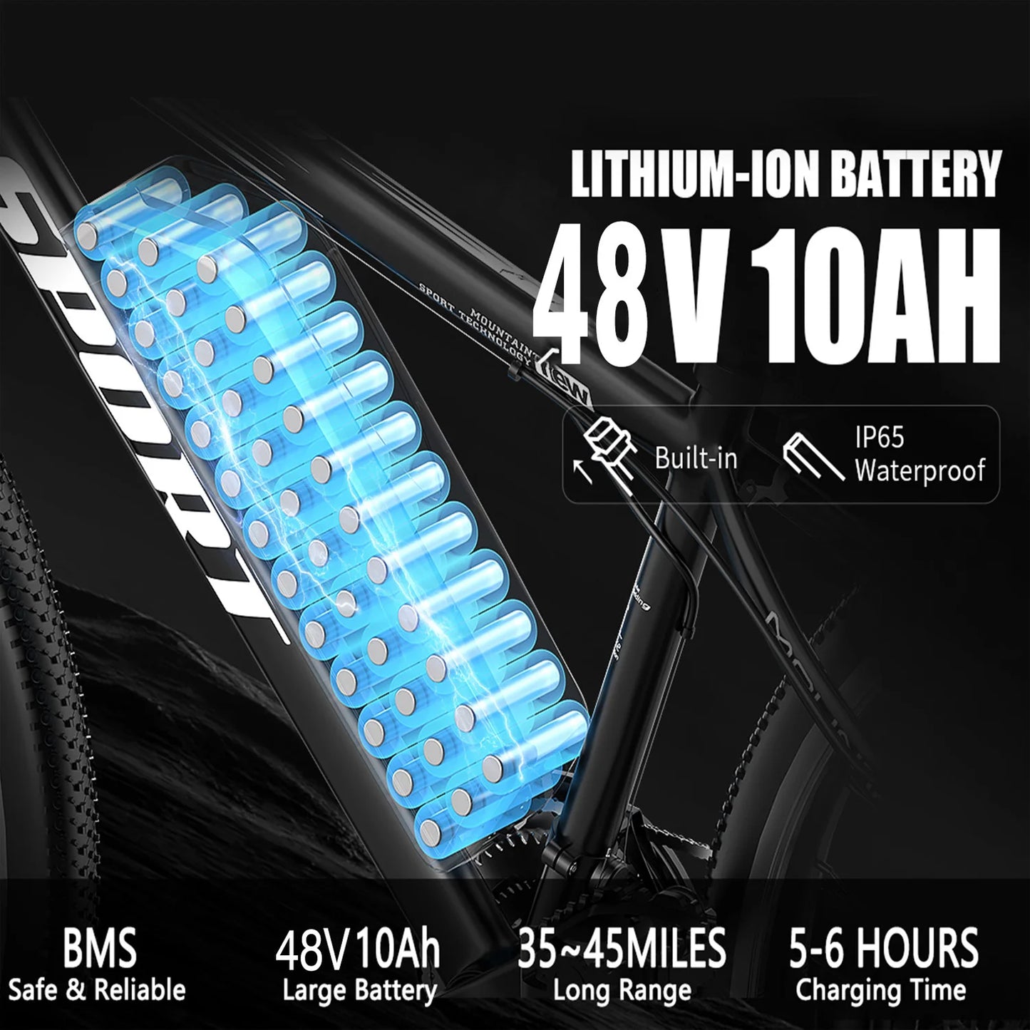 Adult 500W Electric Mountain Bike With 45 Mile Range