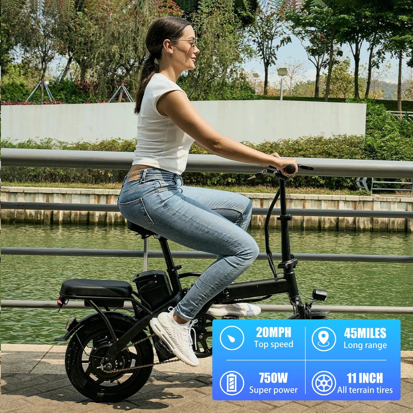 T5 Folding Electric Commuter Bike With 750W Peak Motor