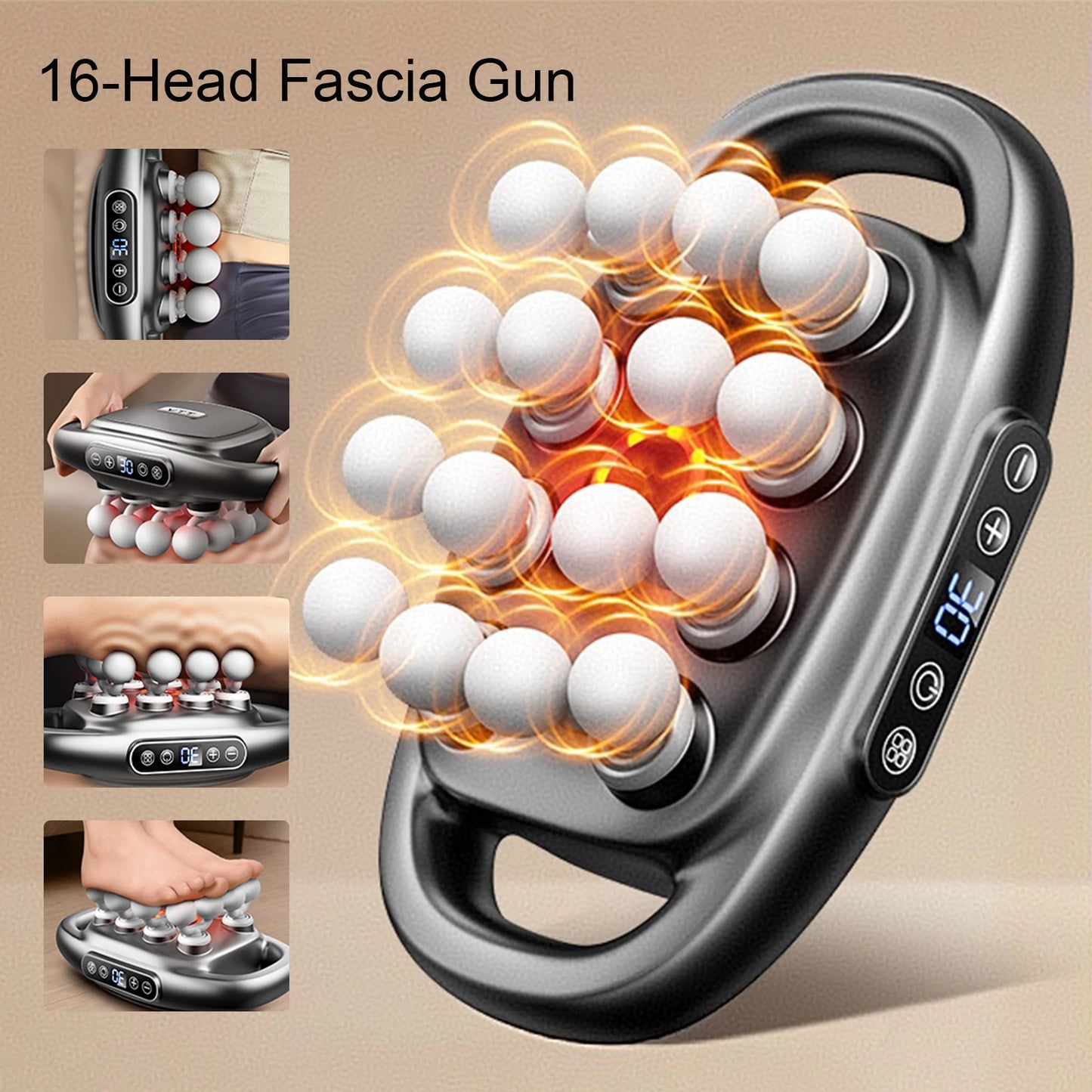 Foreverlily 16 Head Fascia Gun Full Body Massager With 9 Modes