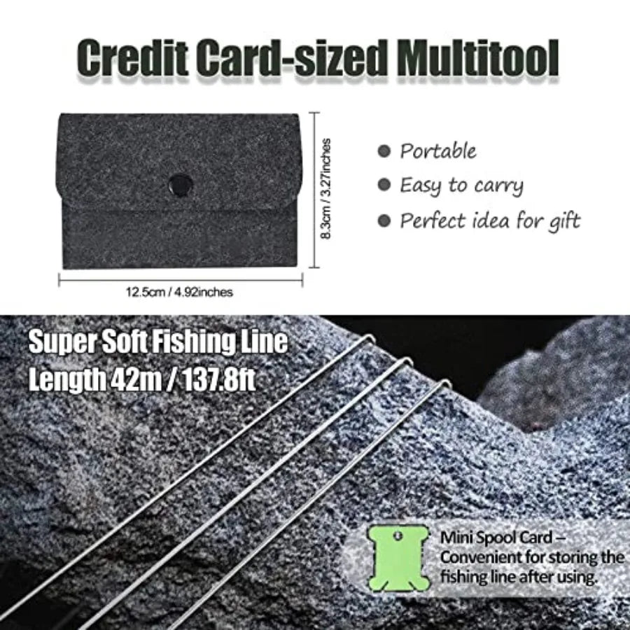 Survival Card Multitool Camping Kit With Fishing Line Gear