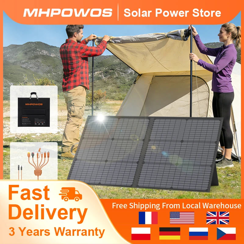 MHPOWOS 110W Foldable Portable Solar Panel For RV Camping