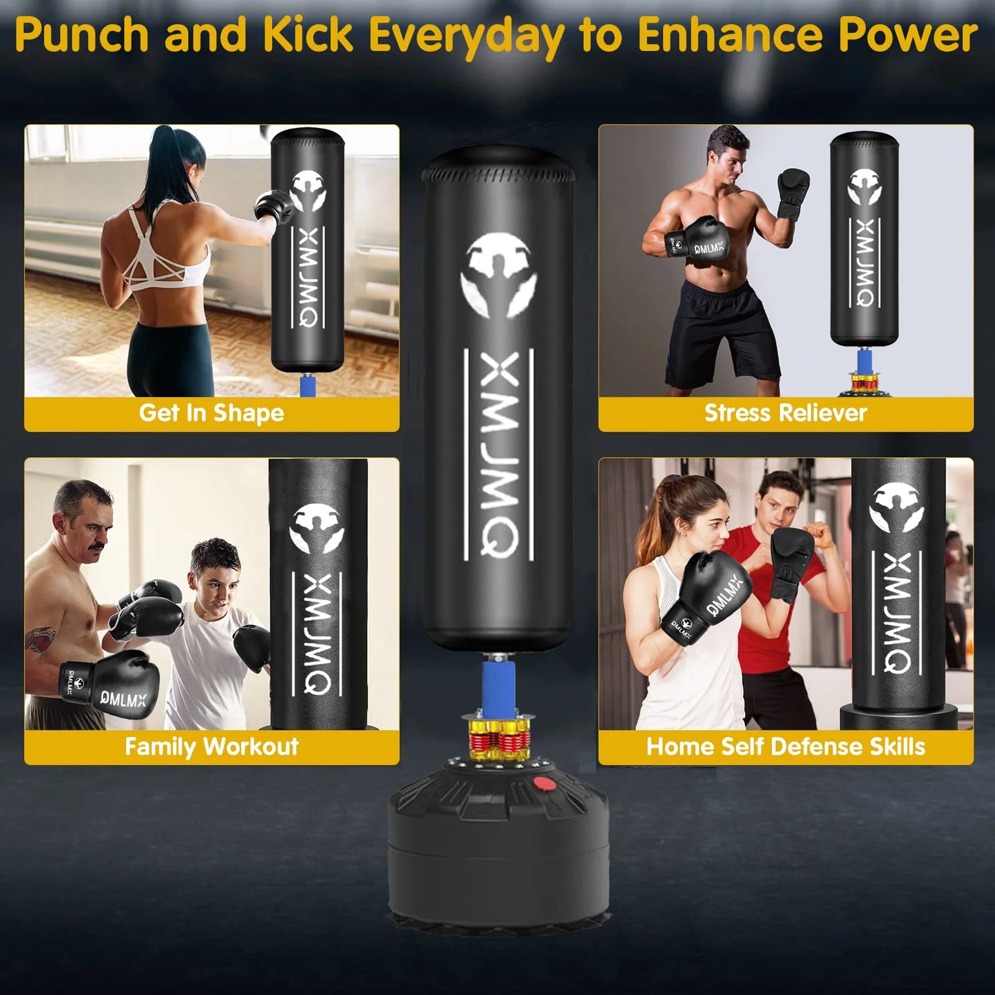 LEKARO Standing Boxing Post With Gloves Sandbag Training Kit