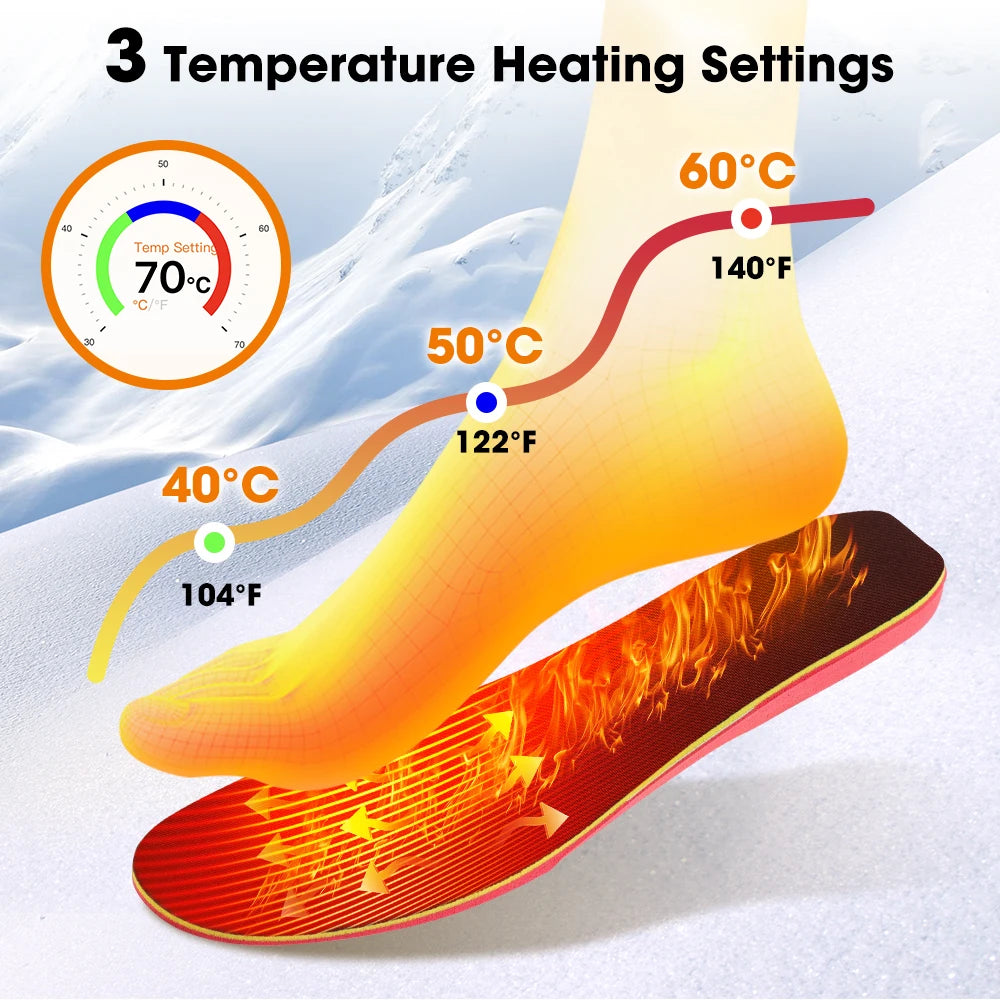 Rechargeable App Controlled Heated Insoles with Dual Temperature Control