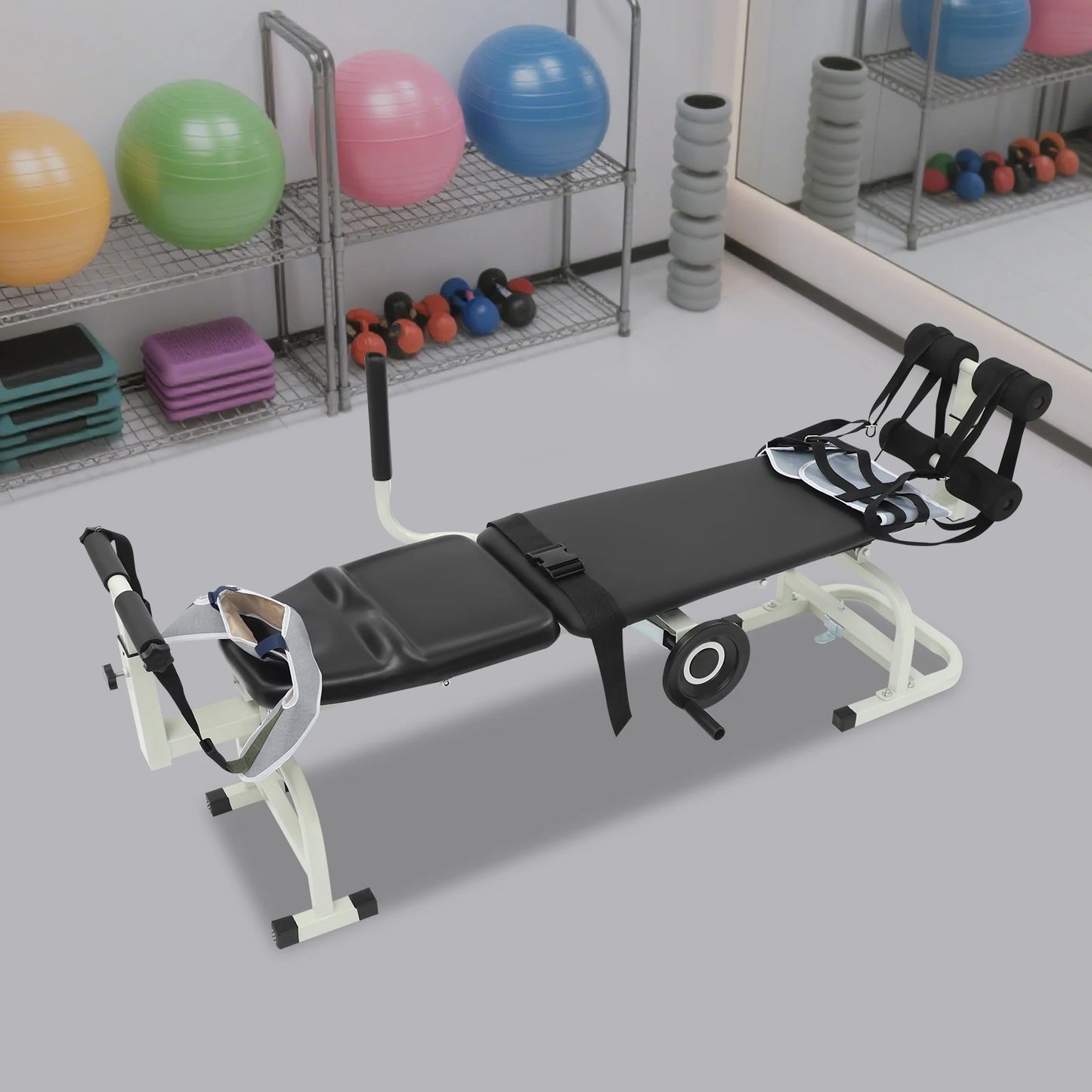 Adjustable Multifunctional Back Stretch Bench With Cervical Traction Support