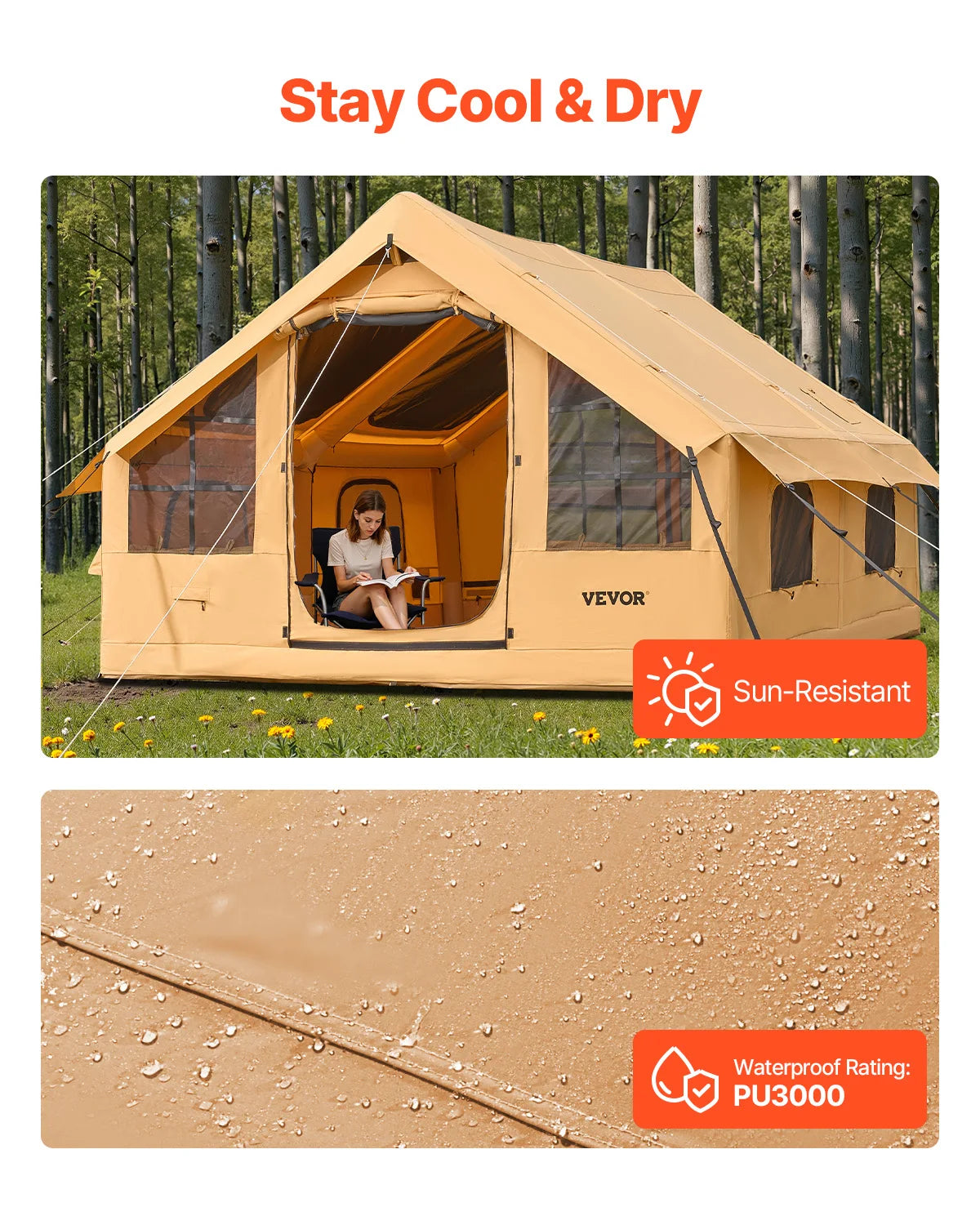 Vevor Inflatable Glamping Tent With Pump And Stove Jack