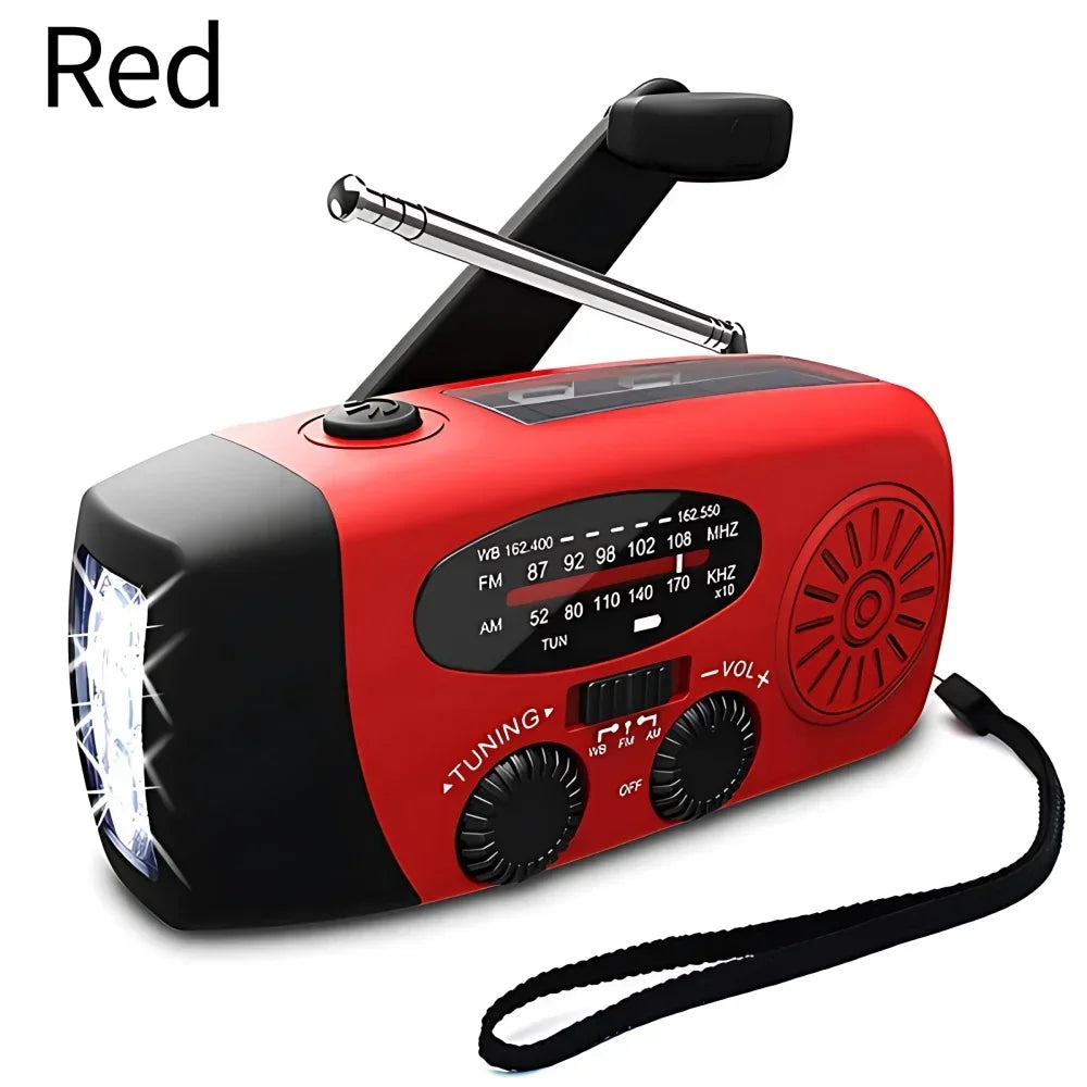 Hand Crank Emergency Radio With Solar Charging Led Flashlight