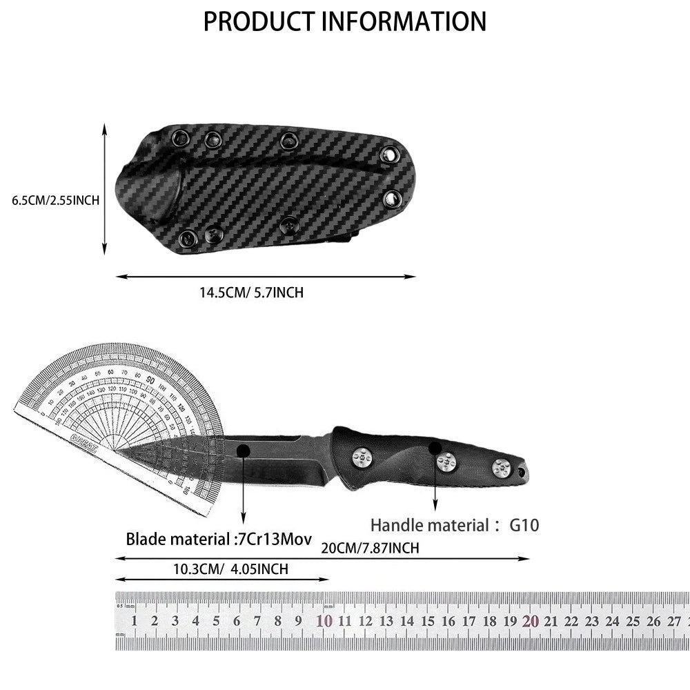 Premium 7Cr13Mov Fixed Blade Knife With G10 Handle And Sheath