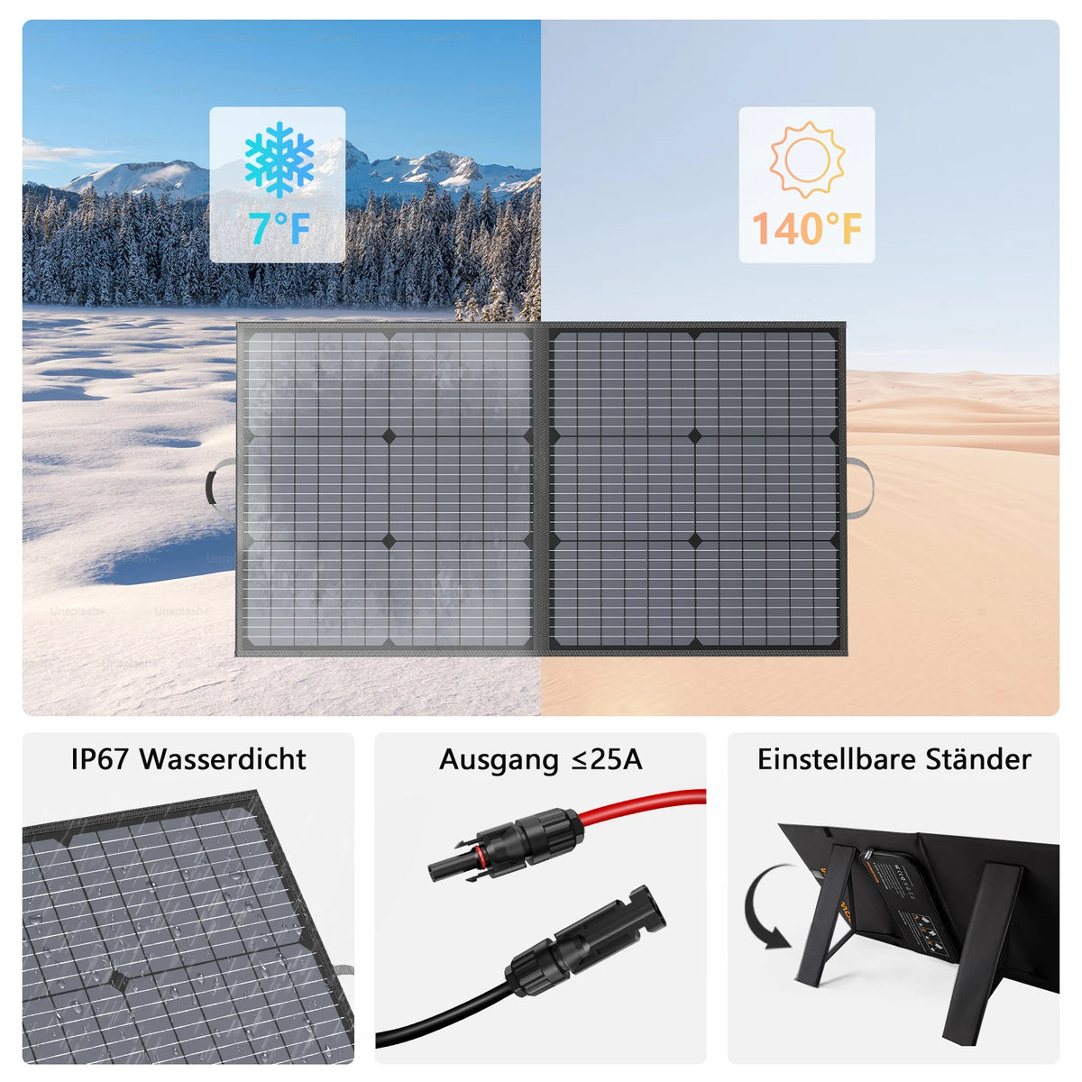 MHPOWOS 110W Foldable Portable Solar Panel For RV Camping
