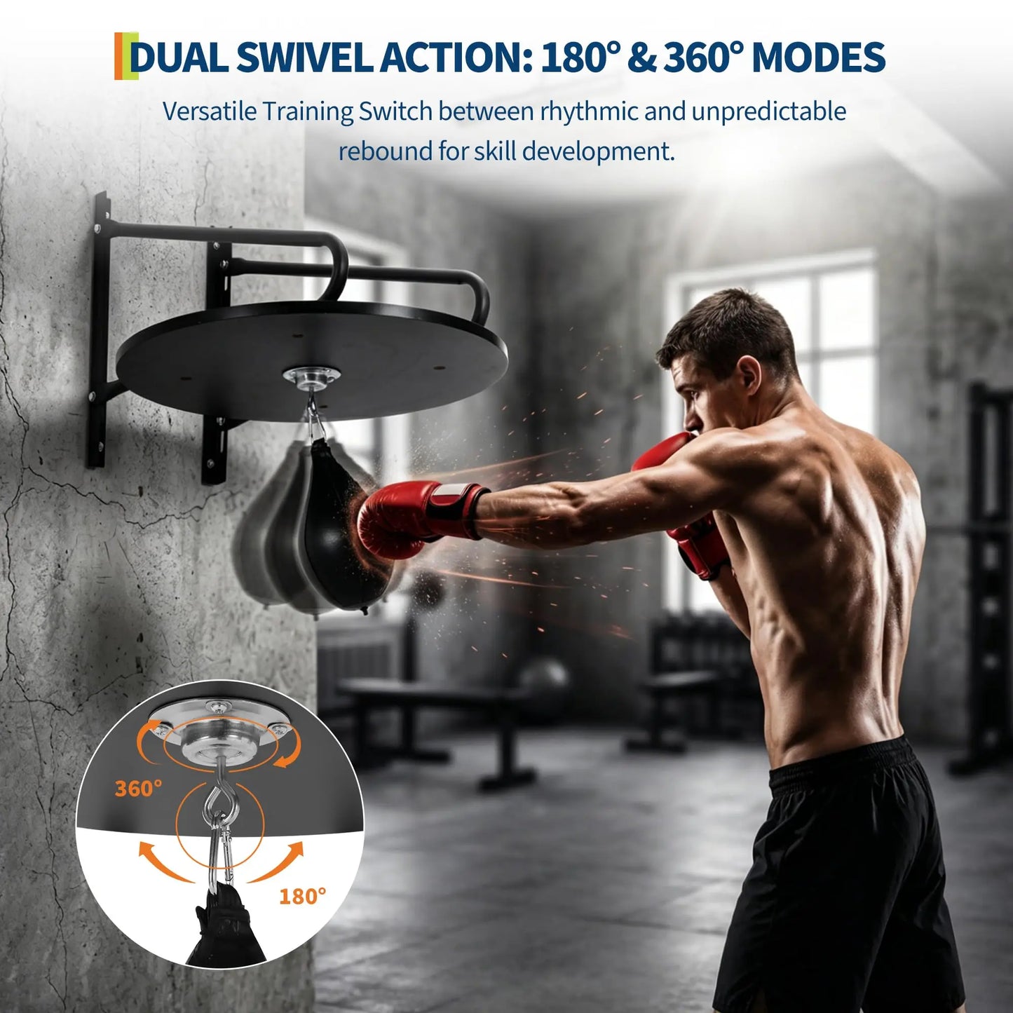 HiMISS Adjustable Speed Bag Platform With 360 Swivel Wall Mount
