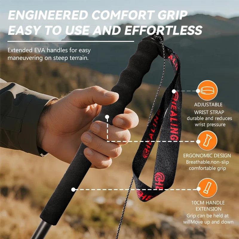 OKHEALING Trekking Poles Carbon Fiber Ultralight 2-Piece