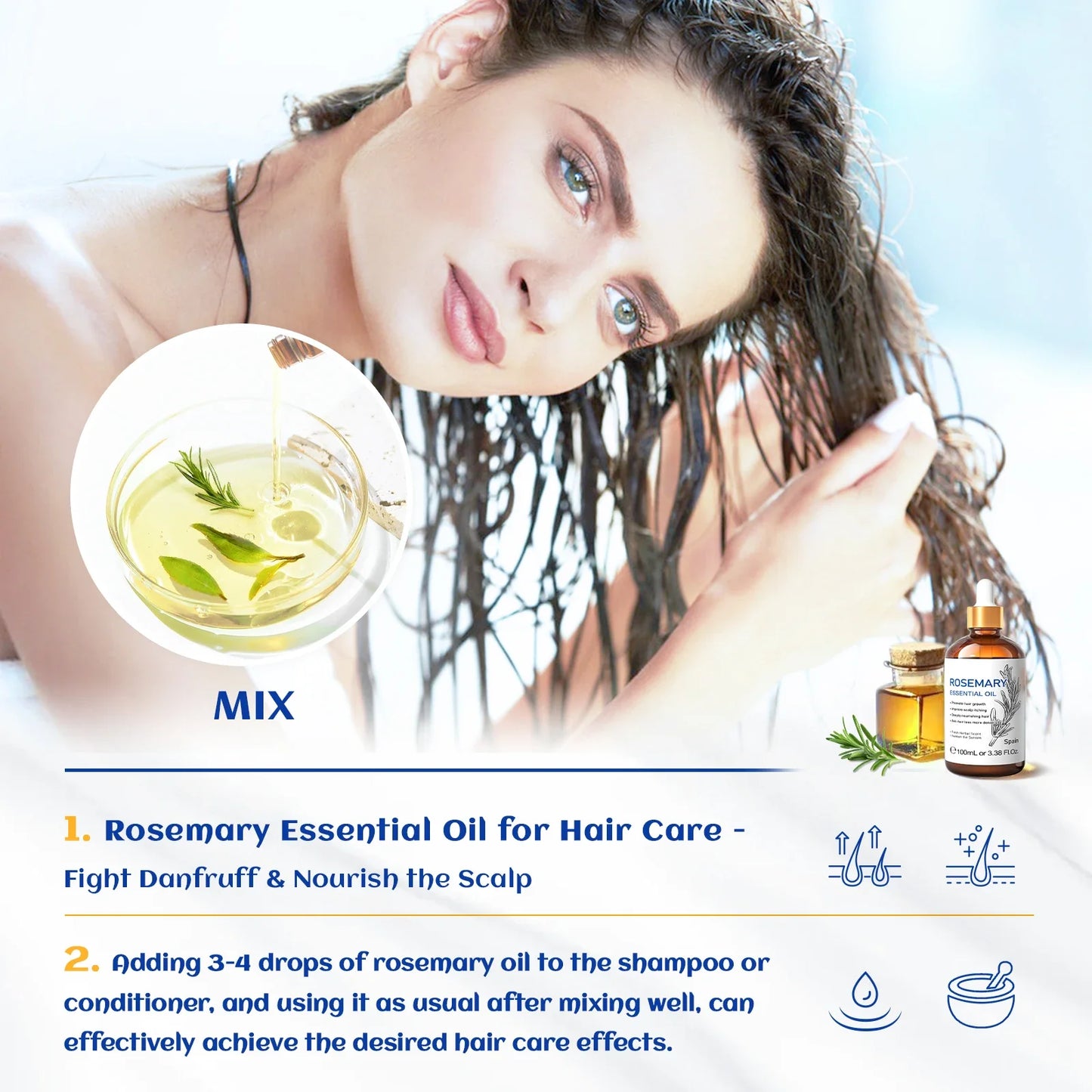 HIQILI Rosemary Jasmine Lavender Mint Essential Oil For Hair Care