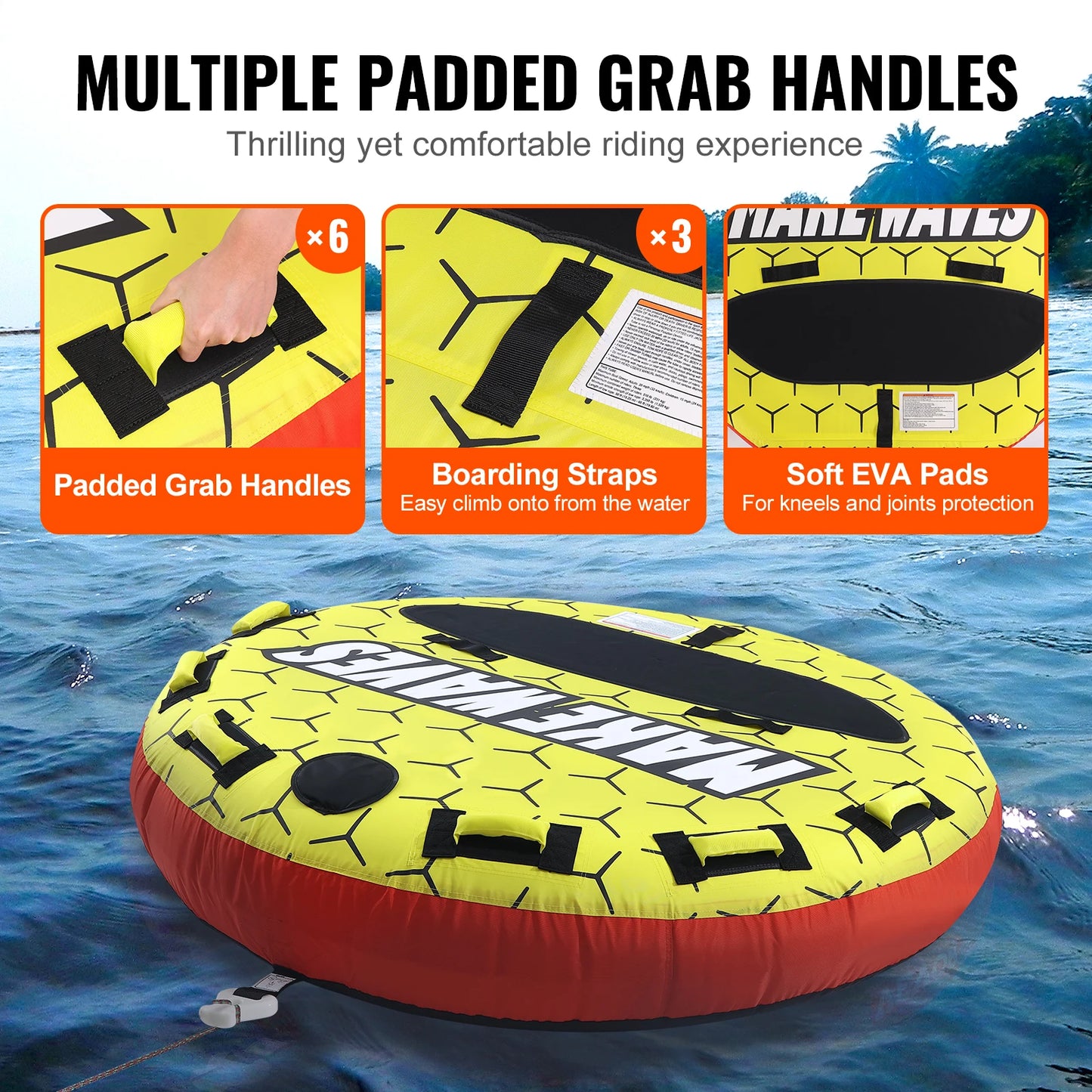 SucceBuy Inflatable Towable Tube For Boating And Water Sports