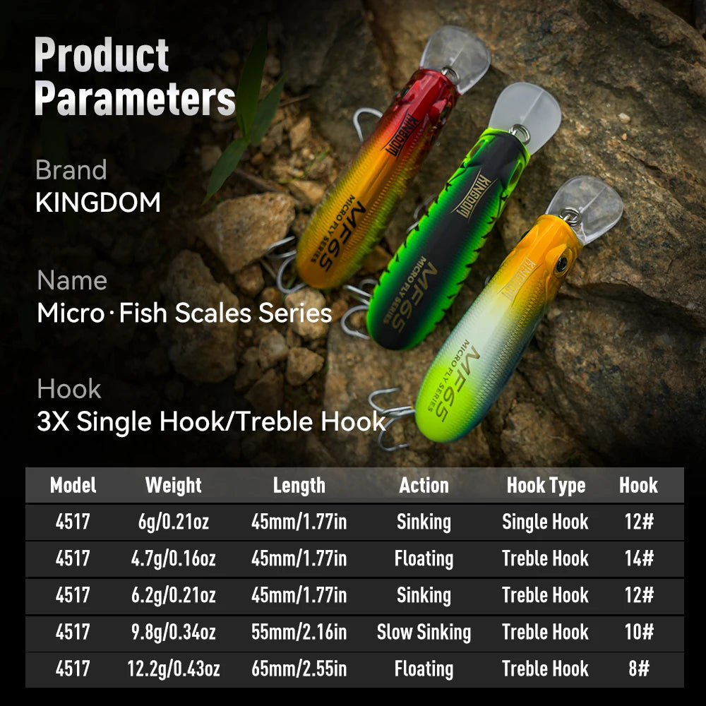 KINGDOM Sinking And Floating Minnow Fishing Lure For Bass And Trout