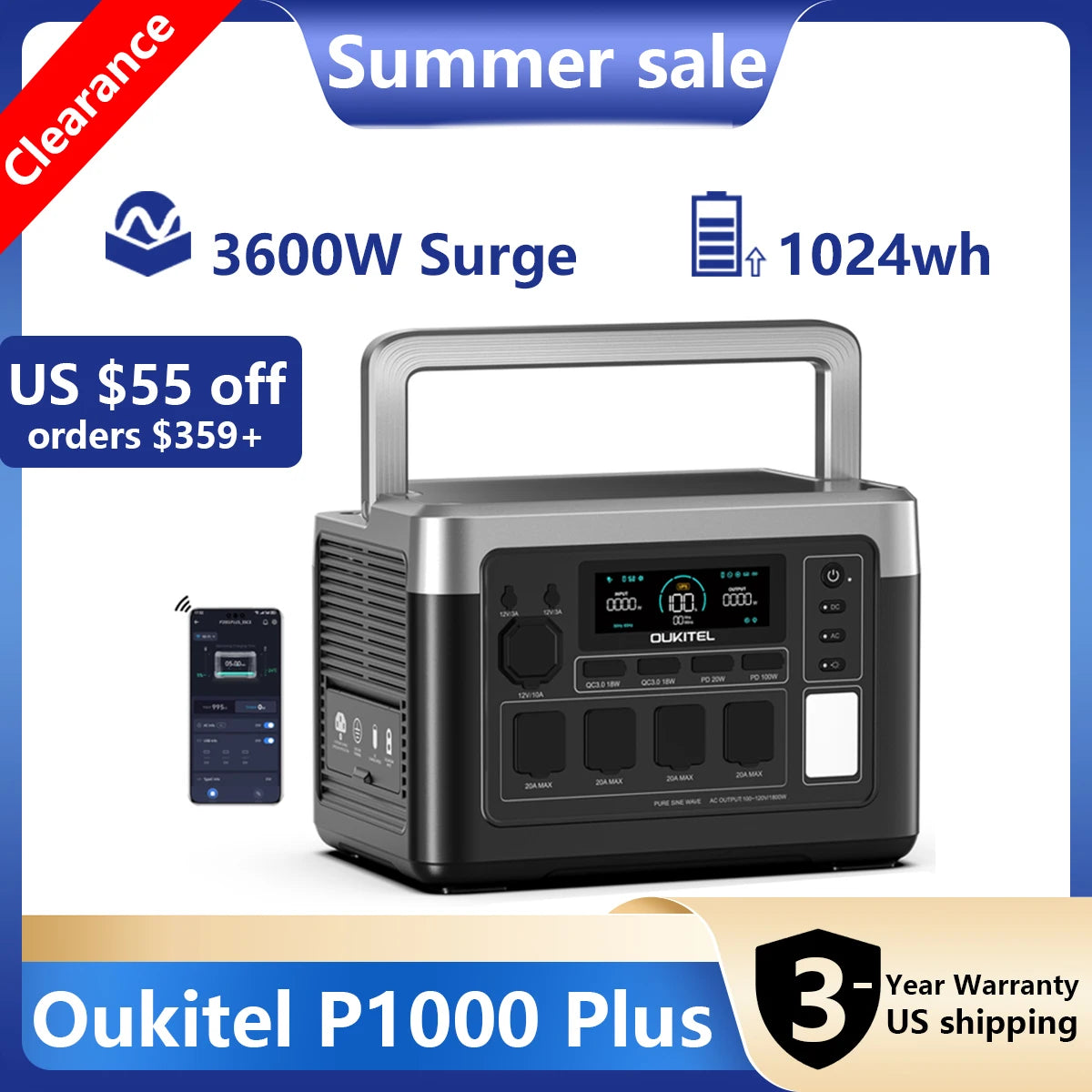 Oukitel P1000 Plus Portable Power Station For Home Backup