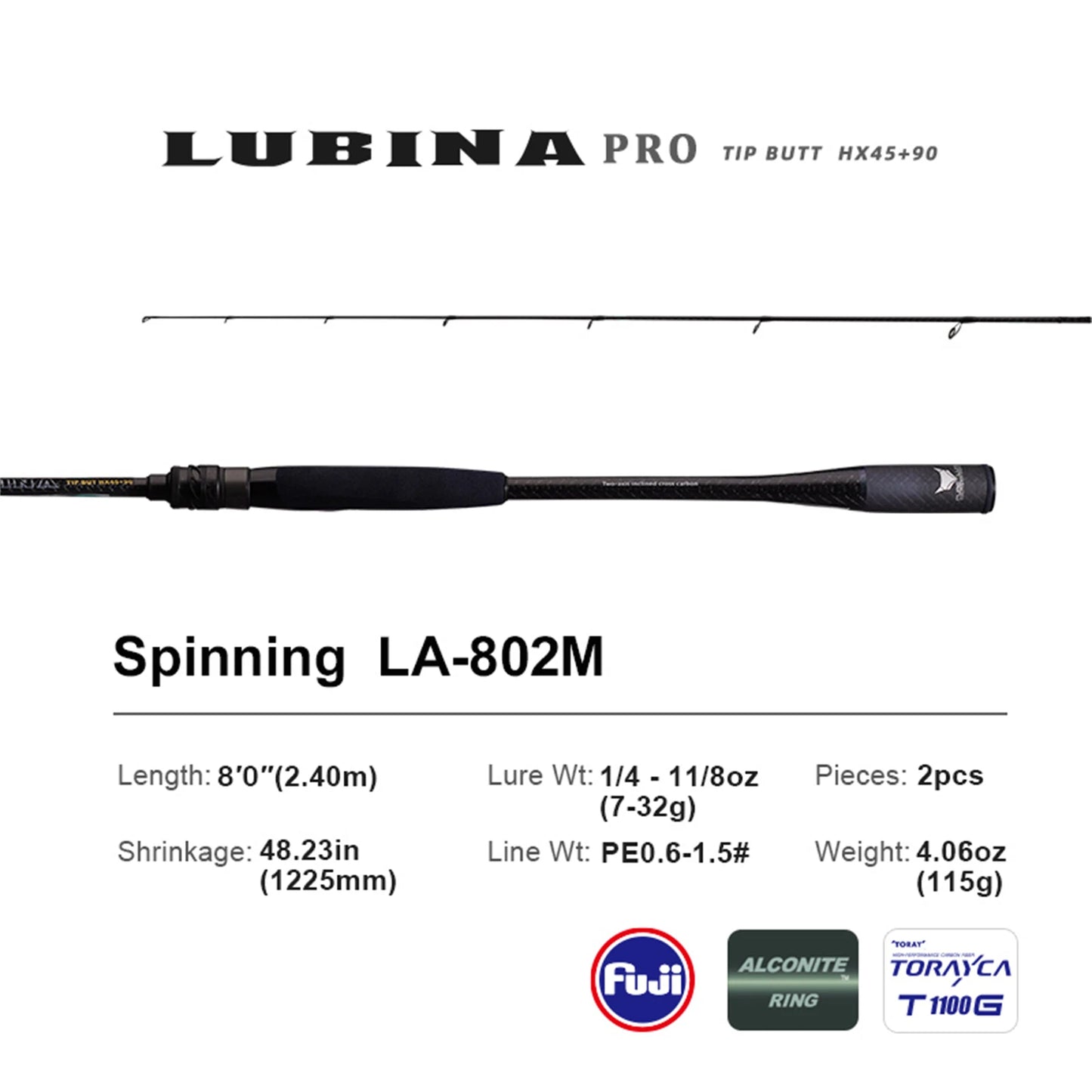 Purelure Lubina Pro Spinning Rod Fuji Guides Fast Action