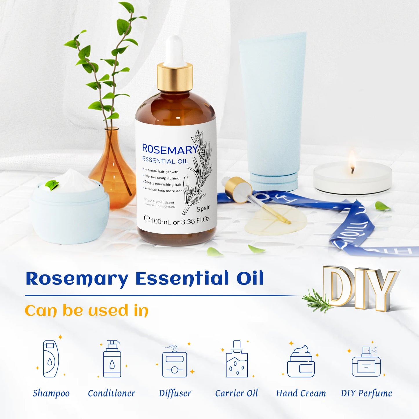 HIQILI Rosemary Jasmine Lavender Mint Essential Oil For Hair Care