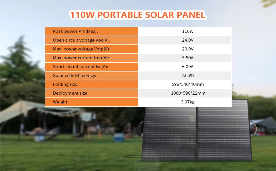 MHPOWOS 110W Foldable Portable Solar Panel For RV Camping
