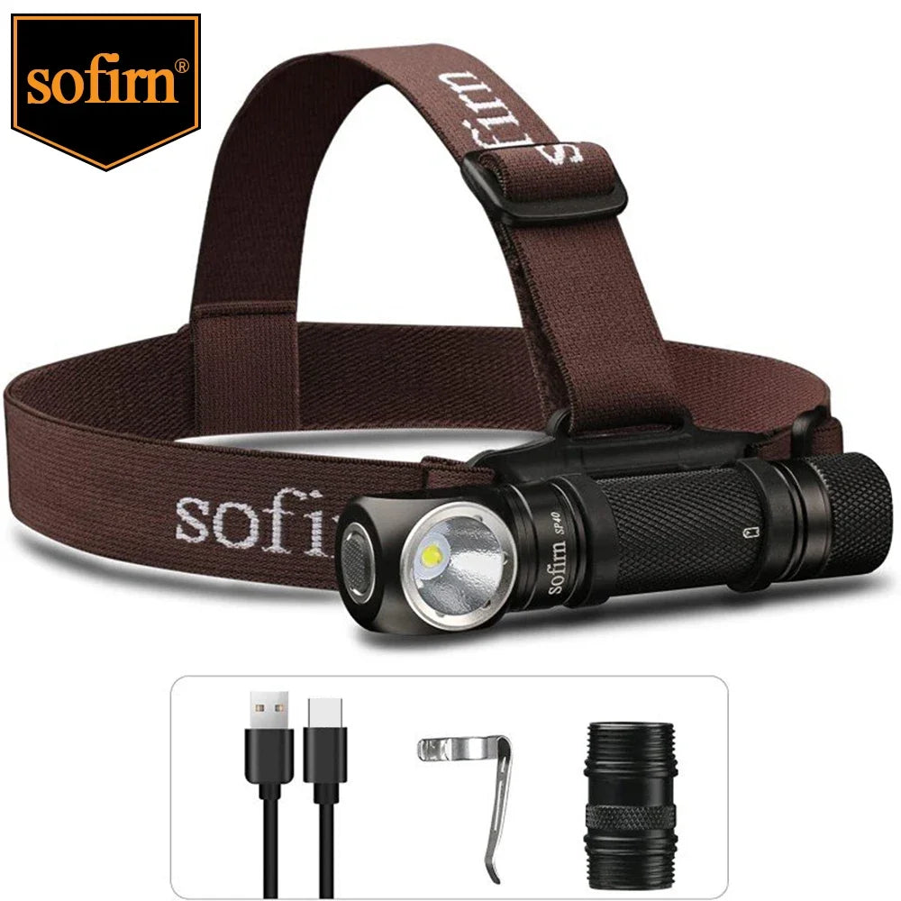 Sofirn SP40 1200lm Bright Headlamp XPL LED EDC 18650 Rechargeable Headlight Outdoor Fishing Torch with Magnet Tail Cap