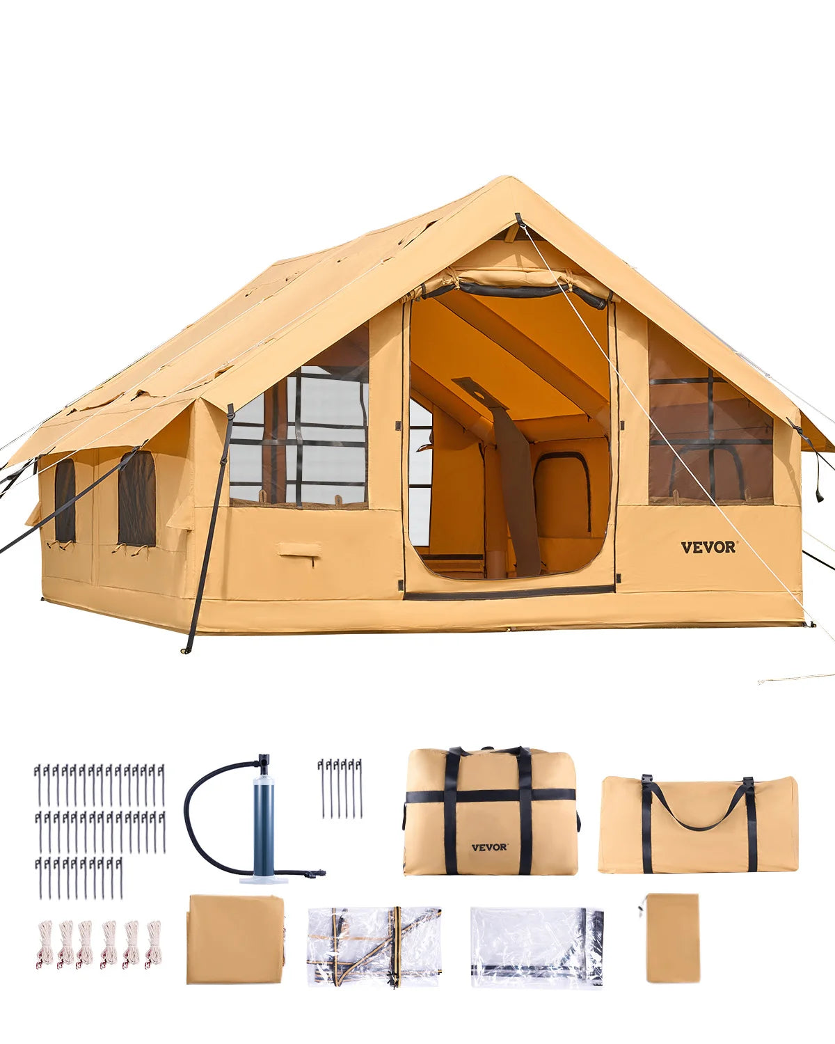 Vevor Inflatable Glamping Tent With Pump And Stove Jack