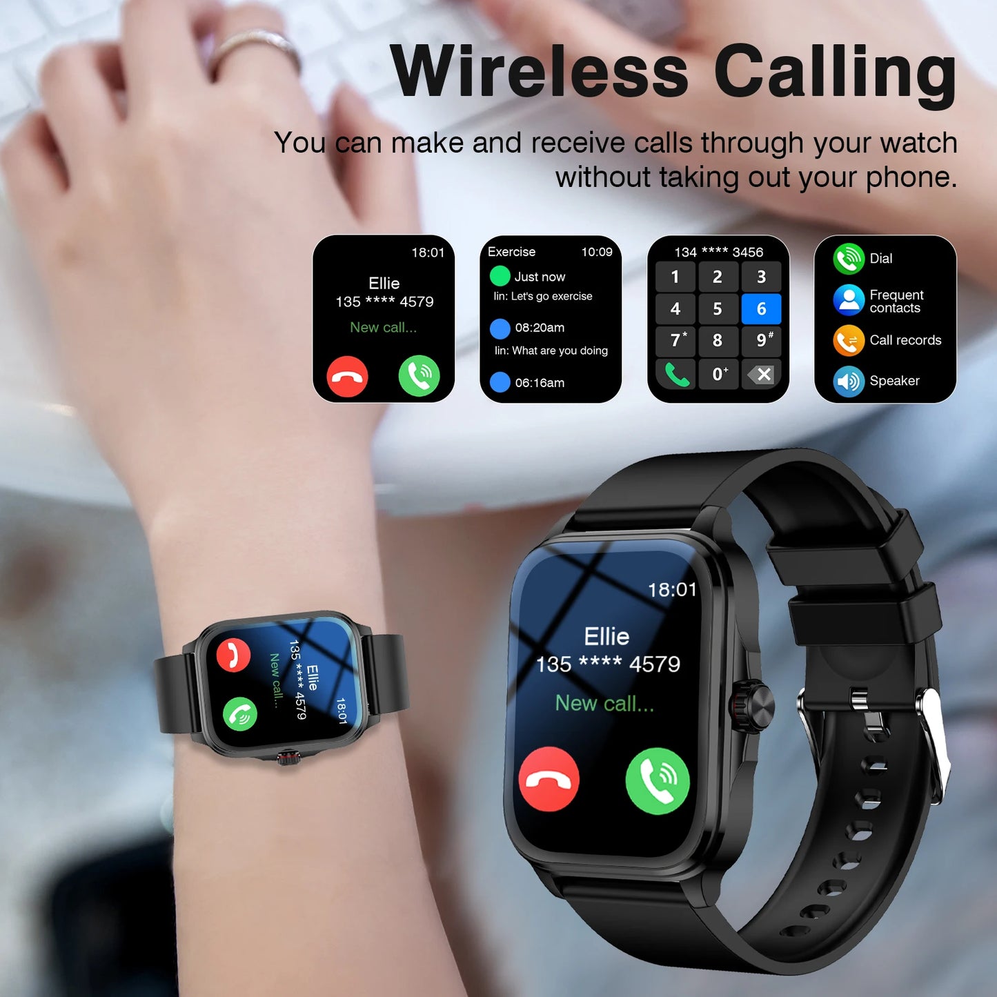 Odelettevcy Smartwatch With Wireless Calling And Fitness Tracking