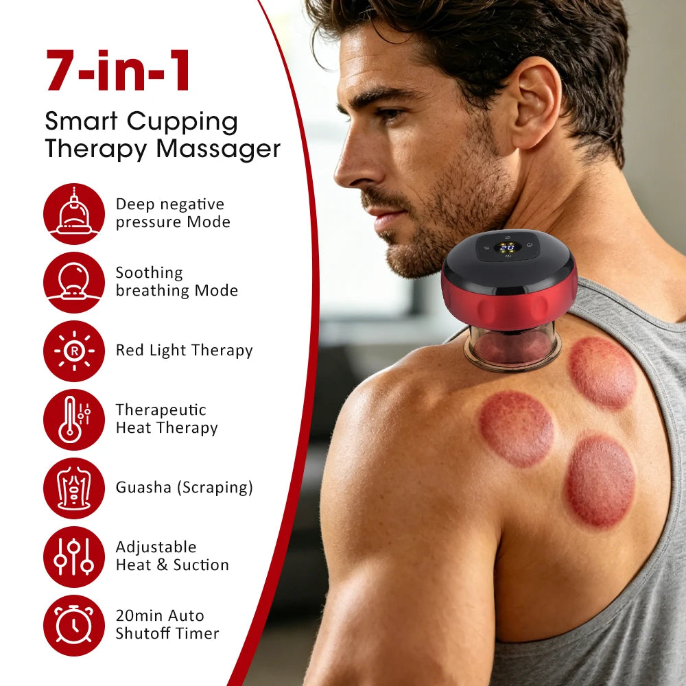 PASTSKY Rechargeable Smart Cupping Massager With Adjustable Suction And Heat