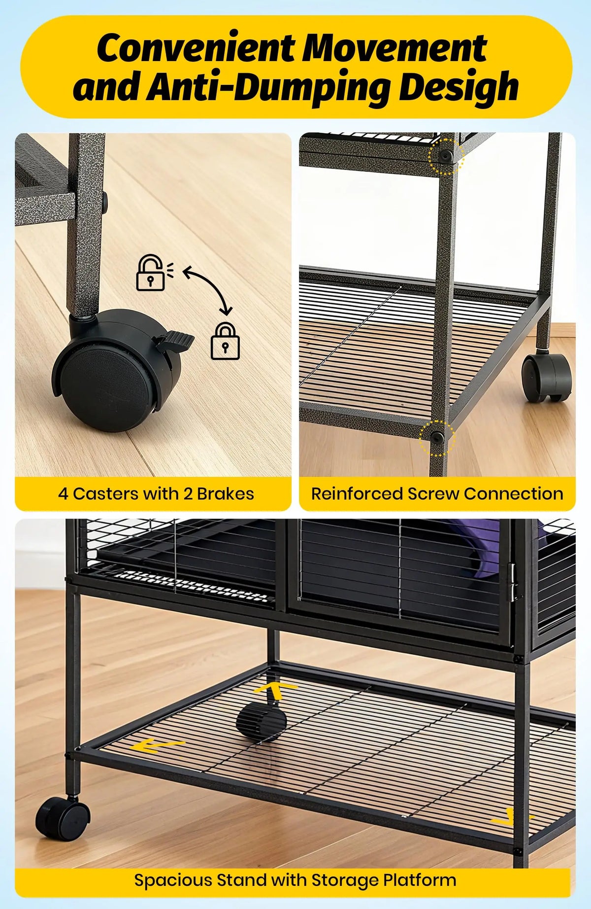 HiMISS Small Animal Cage with Removable Ramp and Tray