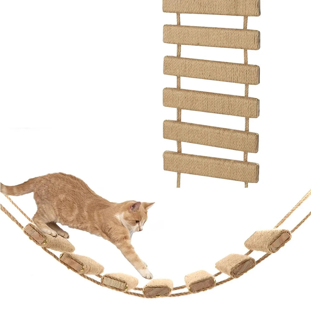 Cat Sisal Rope Bridge Ladder and Scratcher for Cage Furniture