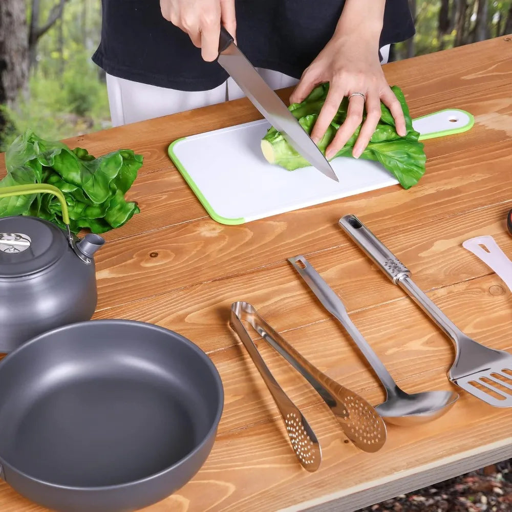 Camping Cookware Mess Kit 42-Piece Nonstick Stainless Steel