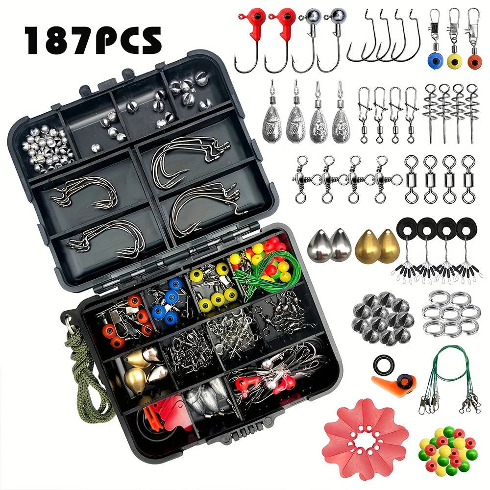 Complete Fishing Tackle Kit With Hooks Bait Swivels And Sinkers