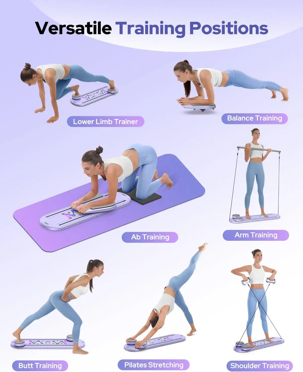 Foldable Pilates Reformer Set 7-in-1 Multi-Purpose Equipment