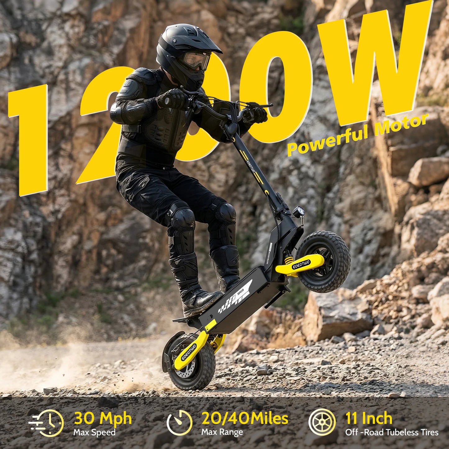Eoeotwo 1200W Off Road Foldable Electric Scooter For Adults