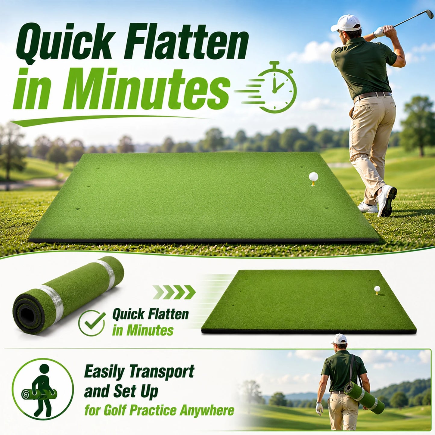 Golf Hitting Mat Synthetic Turf Training Aid For Indoor Practice