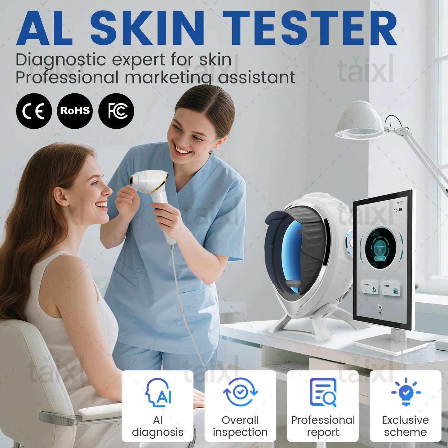 AI Skin Analyzer For Beauty Salons With 10 Spectrum Imaging